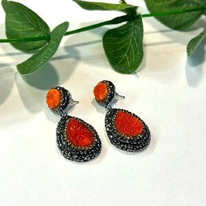 Orange Natural Stone Drop Earrings